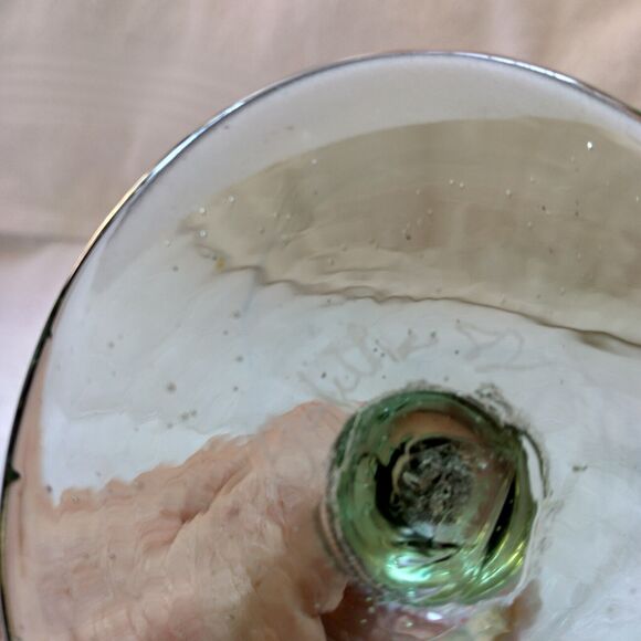 Talitha Horn 1982 Pulled feather art glass wine, Jackson Hole Wy, heavy 9 1/2" - Picture 7 of 11